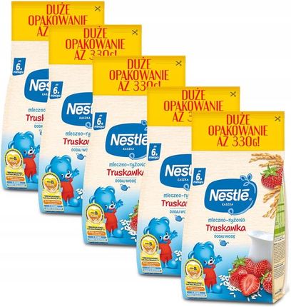 Nestle Kaszka Mleczno-Ryżowa Truskawka dla niemowląt po 6 Miesiącu 5x330g