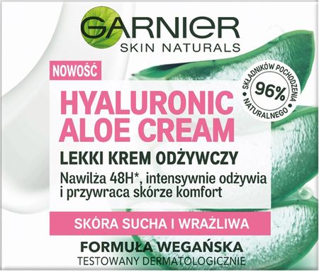 Krem Garnier Hyaluronic Aloe Lekki odżywczy z kwasem hialuronowym i ekstraktem z aloesu na dzień i noc 50ml