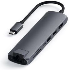 Satechi USB-C Slim Multiport Ethernet HUB gwiezdna szarość (STUCSMA3MQ) - Huby USB