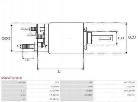 Włącznik elektromagnetyczny, rozrusznik AS-PL SS0052(BOSCH) - zdjęcie 2