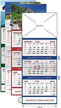 Kalendarz 2017 ścienny trójdzielny Alpy 1255