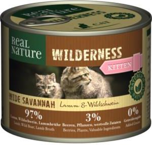 Real Nature Wilderness Kitten Wide Savannah Jagnięcina I Dzik 6X200G