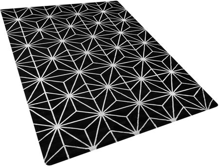 Beliani Nowoczesny dywan z wiskozy 160 x 230 cm złoty geometryczny wzór czarny Sibel
