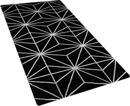 Beliani Nowoczesny dywan z wiskozy 80 x 150 cm złoty geometryczny wzór czarny Sibel