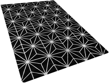 Beliani Nowoczesny dywan z wiskozy 140 x 200 cm złoty geometryczny wzór czarny Sibel