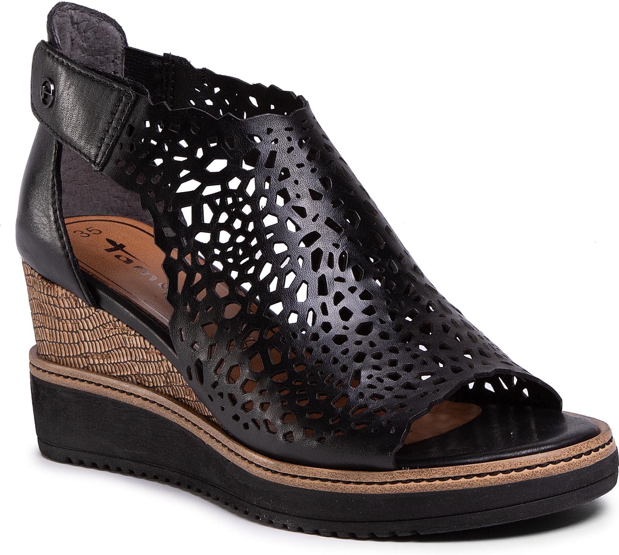 Sandały TAMARIS 1 28316 24 Black 001 Ceny i opinie Sandały na obcasie skórzane 1 1 28316 24: Kup Tamaris