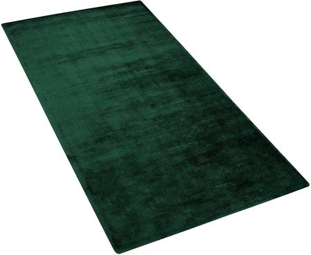 Beliani Nowoczesny dywan z wiskozy krótkie włosie prostokątny 80 x 150 cm ciemnozielony Gesi