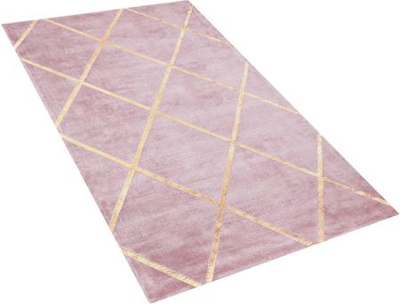 Beliani Dywan wiskozowy różowy geometryczny wzór w romby 80 x 150 cm Atike