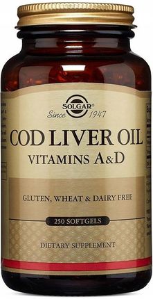 Solgar Cod Liver Oil Vitamins A D Tran Olej 250Caps