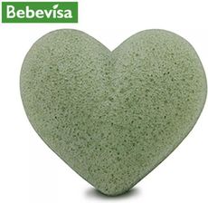 Zdjęcie Bebevisa Gąbka Konjac Do Twarzy Serce Zielona Herbata 6,7X8,5 Cm - Kęty