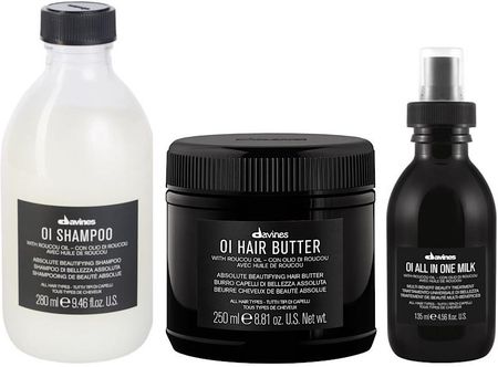 Davines OI Oil Zestaw do każdego rodzaju włosów szampon 280ml + masło do włosów 250ml + mleczko ułatwiające stylizację włosów 135ml