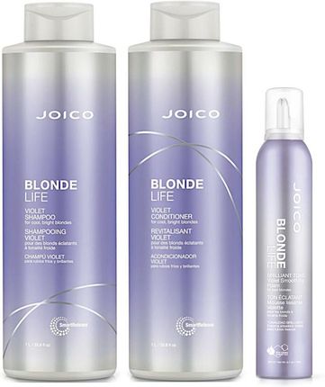 Joico Blonde Life Violet Zestaw do włosów blond nadający chłodny odcień szampon 1000ml + odżywka 1000ml + pianka 200ml
