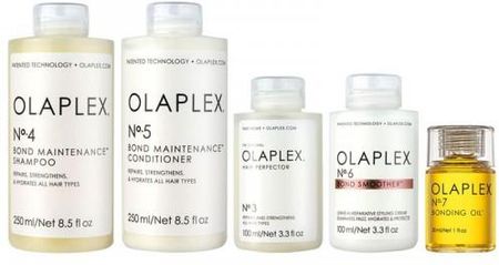 Olaplex Bond Maintenance zestaw odbudowujący  perfector No. 3 szampon No. 4 odżywka No. 5 krem No. 6 olejek No. 7