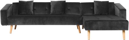 Beliani Narożnik welurowy lewostronny sofa rozkładana pikowane oparcie czarny Vadso