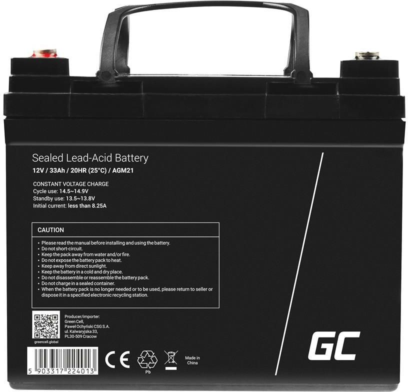 Green Cell Akumulator AGM VRLA 12V 33Ah (AGM21) - zdjęcie 2 Green Cell Akumulator AGM VRLA 12V 33Ah (AGM21)