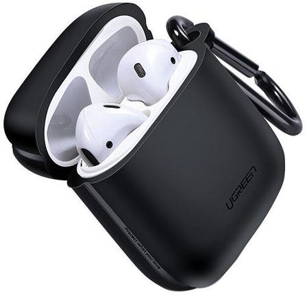 Silikonowe etui ochronne UGREEN na słuchawki Apple AirPods, z karabińczykiem (czarne)