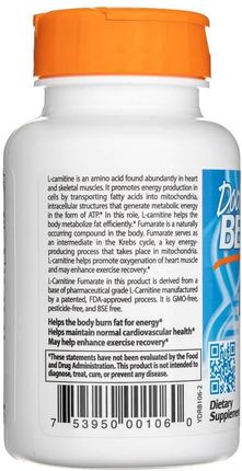 Doctor'S Best L-Carnitine Fumarate Fumaran L-Karnityny 855Mg 60Kaps  Reduktor tłuszczu - Ceny i opinie