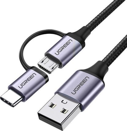 Ugreen Kabel USB Ugreen Kabel USB 2w1 UGREEN Type-C / Micro USB, QC 3.0, 1m (czarno-szary) (30875)
