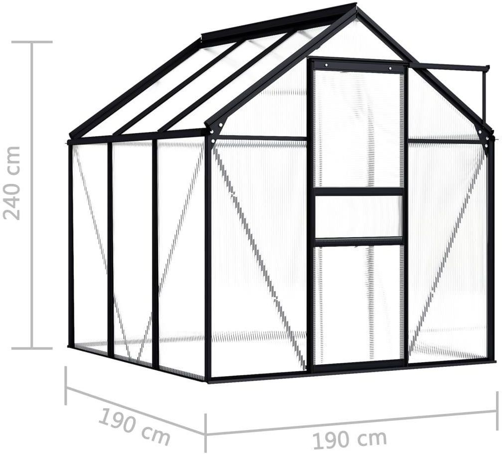 VidaXL Szklarnia, antracytowa, aluminium, 3,61 m² 48209 - zdjęcie 3 VidaXL Szklarnia, antracytowa, aluminium, 3,61 m² 48209