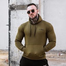 GymBeam Męska bluza z kapturem Athlete Military Green Black