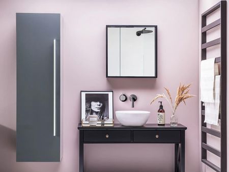 Beliani Nowoczesna szafka łazienkowa wisząca 4 półki szara Mataro