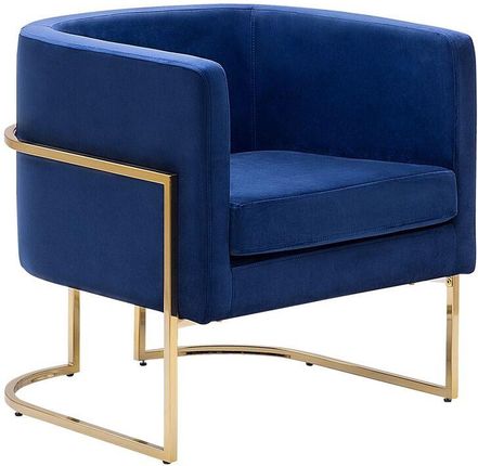 Beliani Welurowy fotel koktajlowy złota rama niebieski styl glam salon sypialnia Sirkka