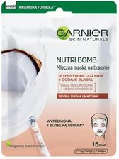 Zdjęcie Garnier Skin Naturals Nutri Bomb Mleczna maska na tkaninie intensywnie odżywiająca z mleczkiem kokosowym 28 g - Suwałki