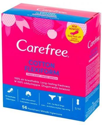 Carefree Cotton Flexiform Wkładki Higieniczne Fresh Scent 1 Op. 56 Szt.