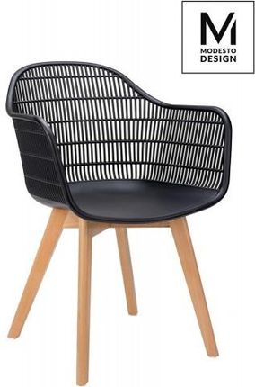 Modesto Design Modesto Krzesło Basket Arm Wood Czarne Polipropylen Nogi Jesionowe King Home 