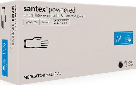 Mercator Medical Rękawice Lateksowe Santex Powdered M BIAŁE 100szt.