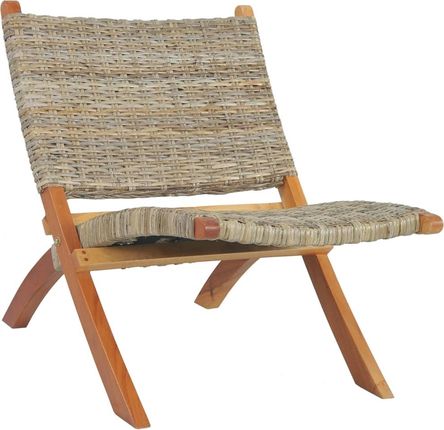 vidaXL Krzesło naturalny rattan kubu i lite drewno mahoniowe