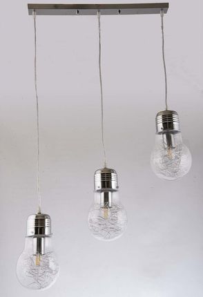 Lampa Wisząca Ven W-601/3 Cr+Clear Szklana Oprawa Glamour Zwis Żarówki Bulbs Chrom Przezroczyste