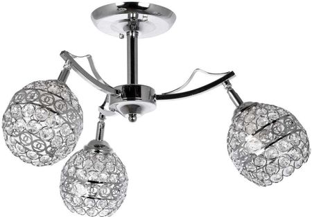 Lampa Sufitowa Ven W-N 2891/3 Metalowa Oprawa Kule Glamour Z Kryształkami Chrom Przezroczyste