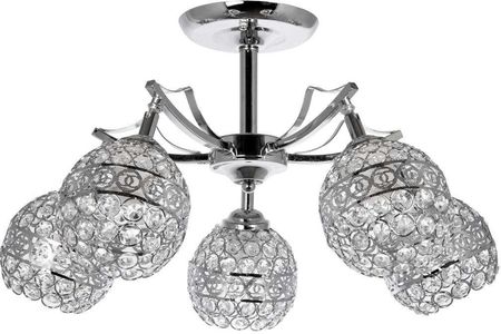 Dekoracyjna Lampa Sufitowa Ven W-N 2891/5 Metalowa Oprawa Glamour Kule Crystal Chrom Przezroczyste
