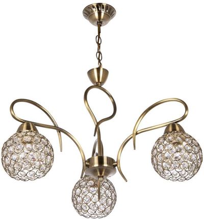 Dekoracyjna Lampa Wisząca Ven W-A 1537/3 Metalowa Oprawa Glamour Zwis Na Łańcuchu Crystal Patyna Przezroczysty