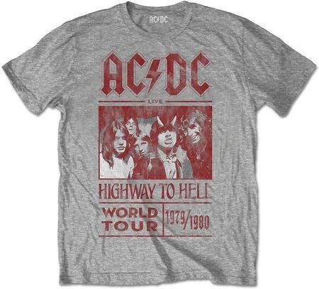 AC/DC Unisex Tee Highway to Hell World Tour 1979/1980 (Back Print) Grey L