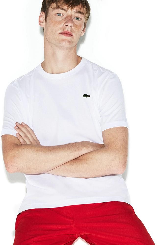 Tシャツ・カットソー Lacoste Basic White Crew Neck T-Shirt TH7618-001 Lacoste Sport Basic Tee Męska Biała (TH7618-001) - Ceny i