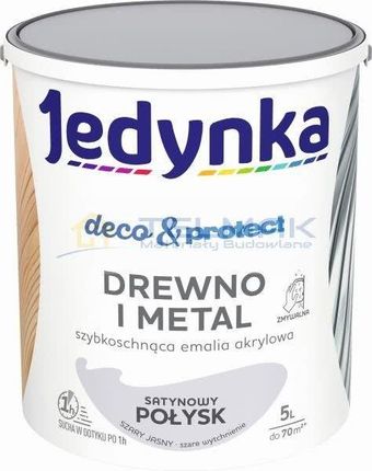 Jedynka Deco & Protect Drewno I Metal Satynowy Połysk 5L Szary Jasny