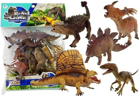 Leantoys Zestaw Zwierząt Dinozaury 6El.W Worku
