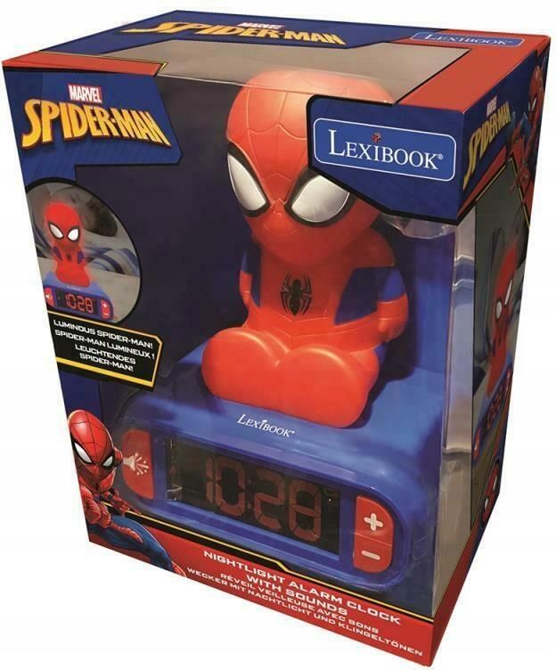 Lampka Nocna Spiderman Budzik Zegar 3D Figurka