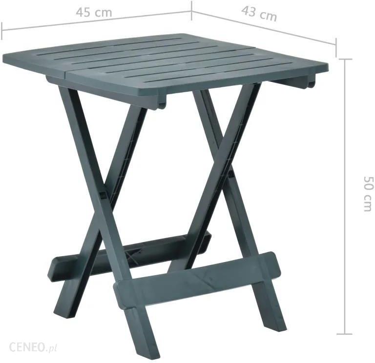 vidaXL Składany stolik ogrodowy, zielony, 45x43x50 cm, plastikowy
