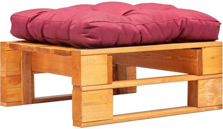vidaXL Ogrodowy puf z palet, czerwona poduszka, miodowy brąz, drewno
