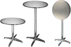 HI Składany stolik bistro, aluminiowy, okrągły, 60 x 60 x (58-115) cm - Barki i stoliki ogrodowe