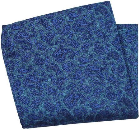 Niebieska Elegancka Poszetka -ALTIES- 25x25 cm, Męska, Chabrowa, Wzór Paisley POSZALTTANIA0524