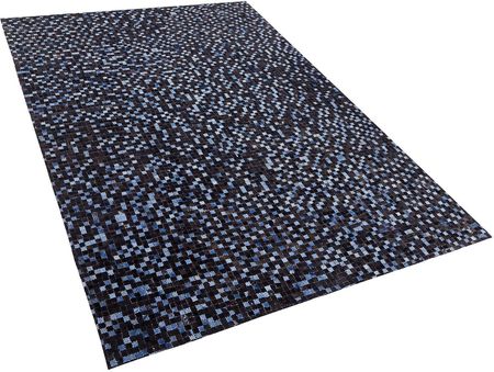 Beliani Prostokątny dywan skórzany ręcznie tkany 140 x 200 cm brązowo-niebieski Ikisu
