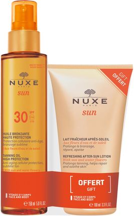 NUXE Sun Zestaw Brązujący olejek średnia ochrona SPF30 150 ml + BALSAM AS 100