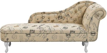 Beliani Szezlong pikowany tapicerowany prawostronny motyw w znaczki beżowy Nimes