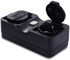 Zdjęcie Azzardo SMART podwójne gniazdo zewnętrzne z wtyczką czarne WiFi IP44 AZ3223 - Myszków