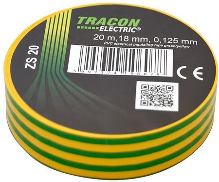 Tracon Electric Taśma Izolacyjna 20Mx18Mm Żółto-Zielony