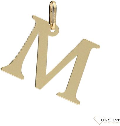 Złota zawieszka literka M 2 cm